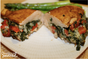 Balsamic Chicken Stuffed with Provolone, Spinach & Roasted Red Peppers | Something to be Savored